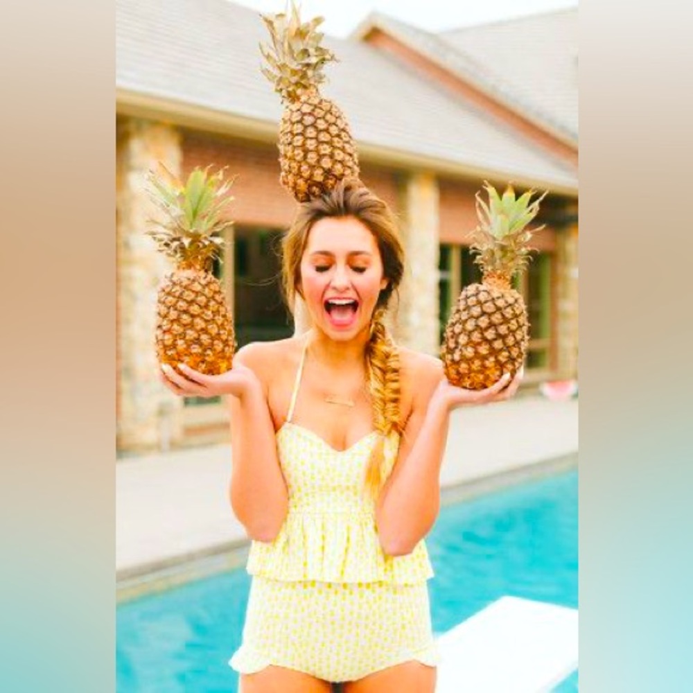 Kortni Jeane Pineapple High Waist Ruffle Leg Swim Bottom
